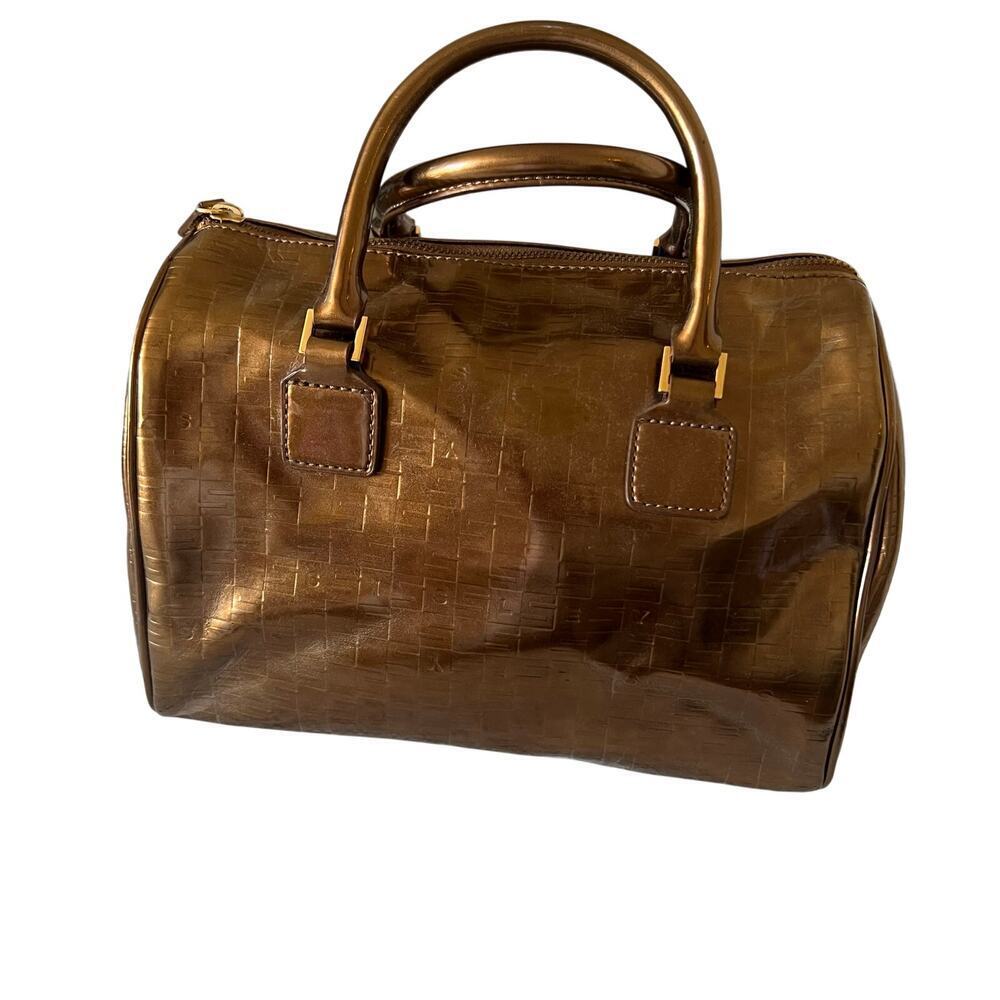 Sisley Logo Faux Leather Bowling Bowl Bag‎ Copper